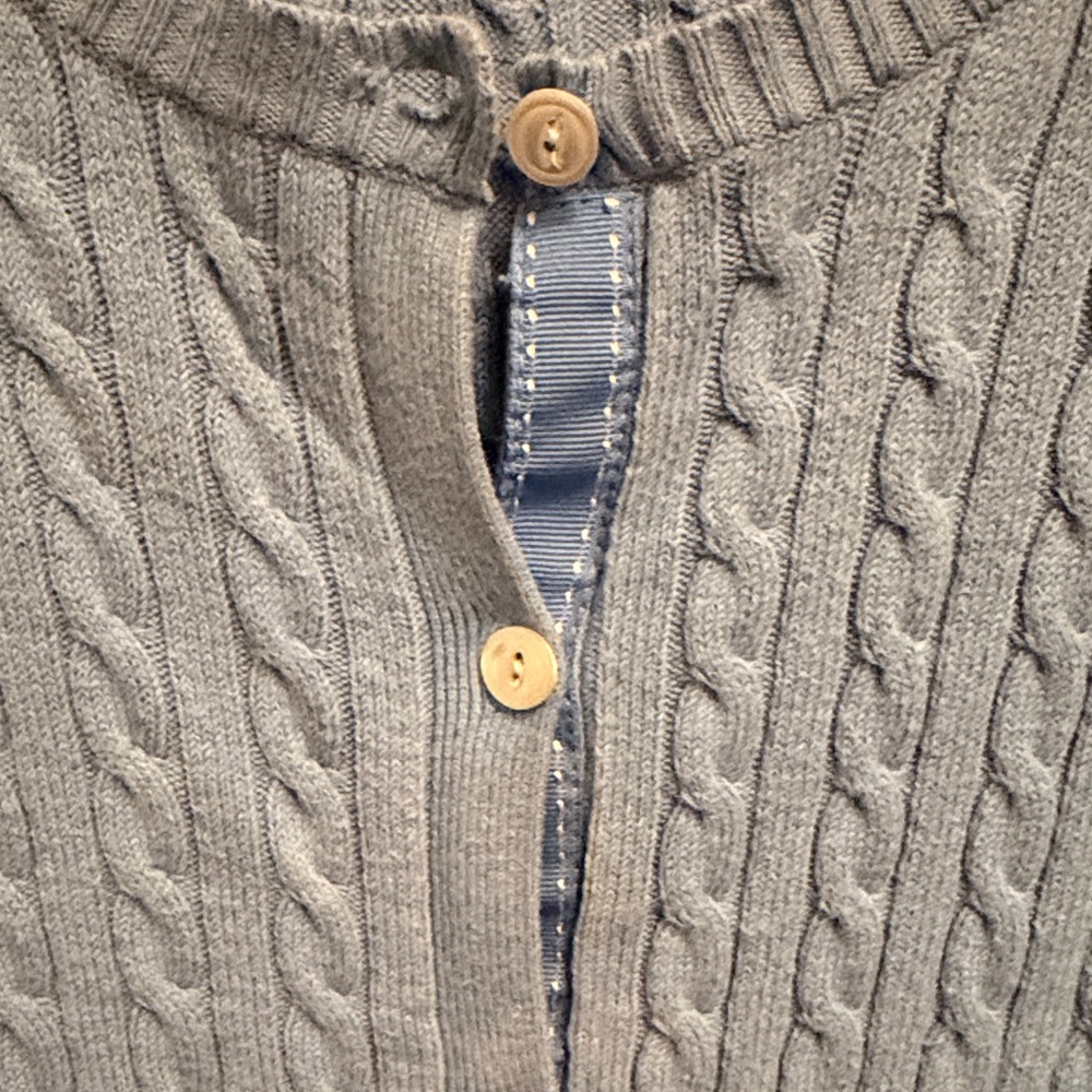 Tommy Hilfiger Sky Blue Cable-Knit Button-Front Cardigan. Size 2XL - Picture 4 of 5